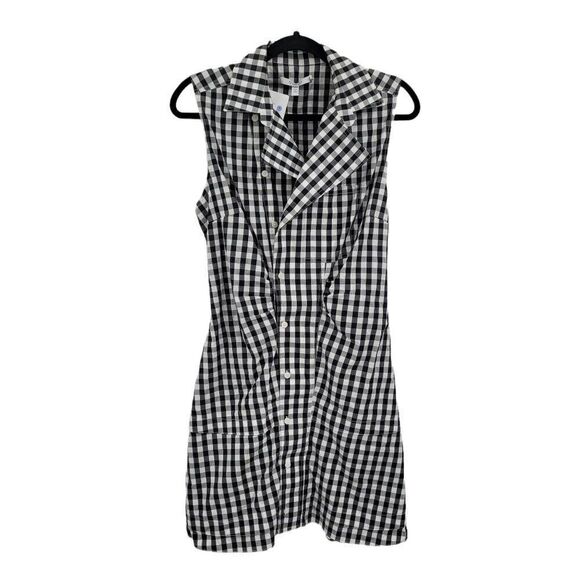 DEREK LAM 10 CROSBY Satina Sleeveless Shirtdress Picnic Plaid Pinup Black Sz 6 - Picture 9 of 12